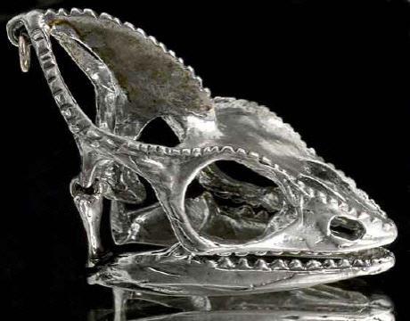 Chameleon skull pendant in silver